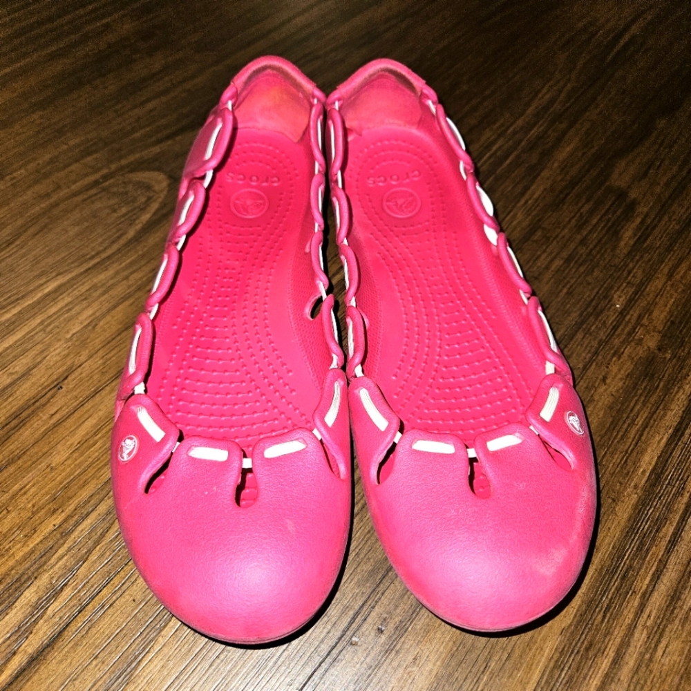 Crocs Women Springi Size 11 Pink Slip On Ballet Flats Comfort Shoe